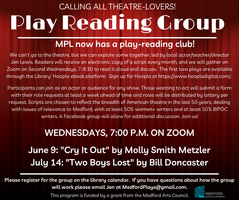 Summer Play Reading Group Zoom event flier