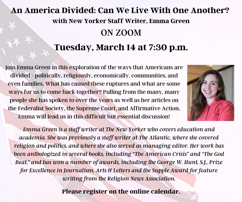 An America Divided: Can We Live With One Another? on ZOOM