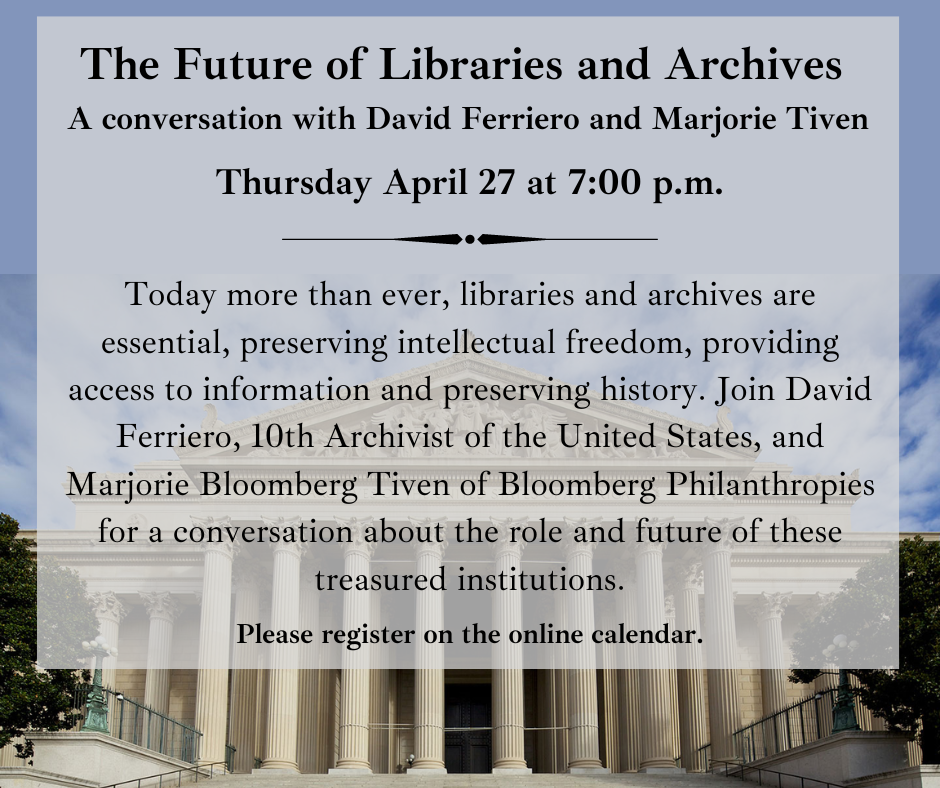 The Future of Libraries and Archives event image (corrected). Please click for full text listing!
