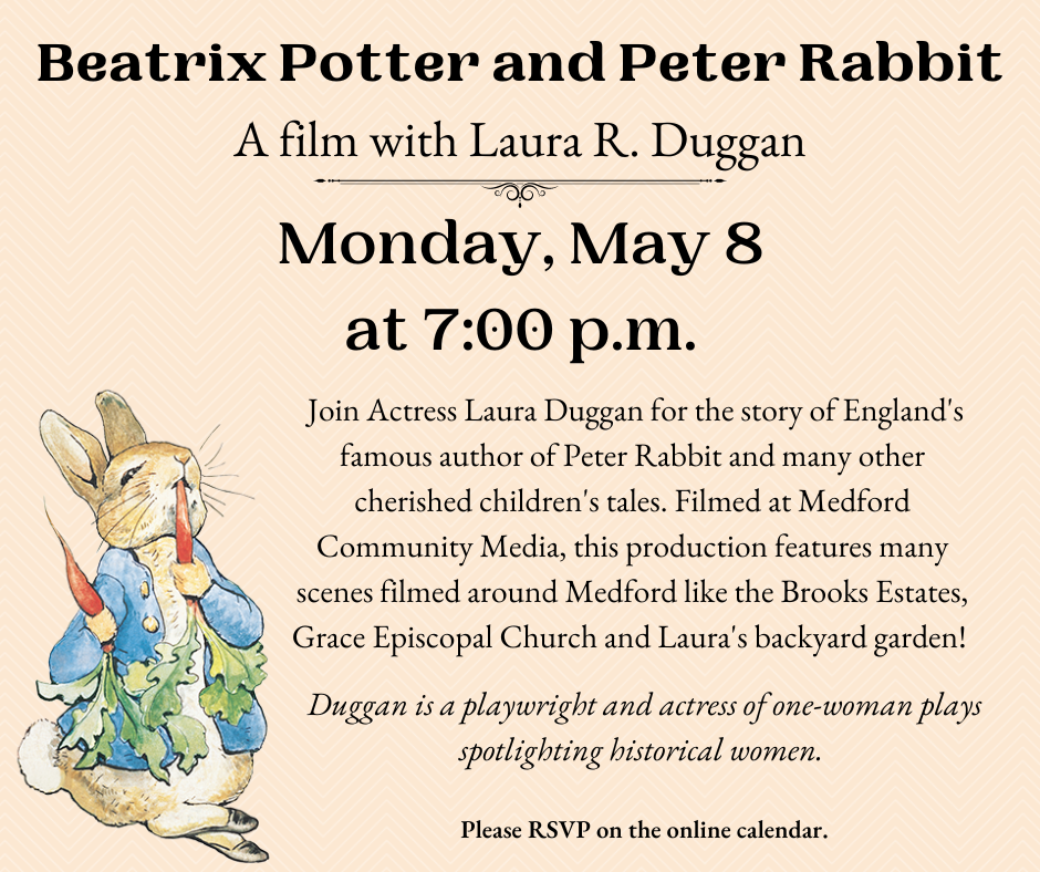 Beatrix Potter and Peter Rabbit film showing. Click for full listing and RSVP.