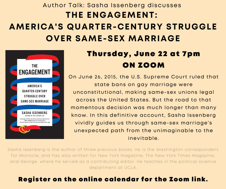 Author Event: Sasha Issenberg ON ZOOM