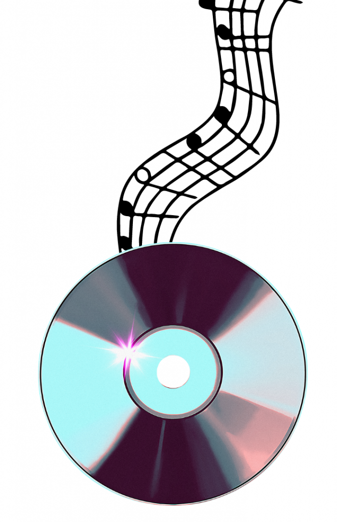 image of cd with music coming off it