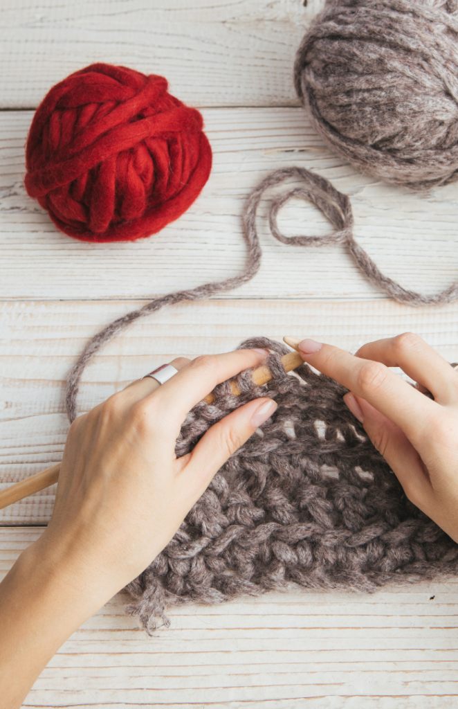 image of hands knitting