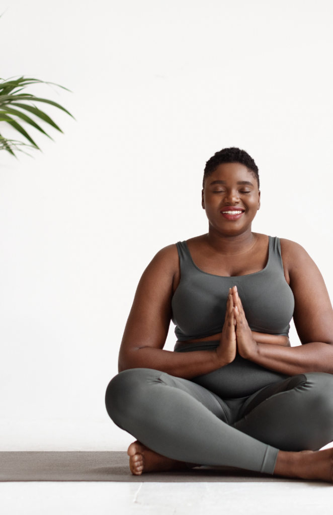 image of black woman meditating