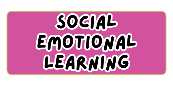 pink and green button that reads SOCIAL EMOTIONAL LEARNING