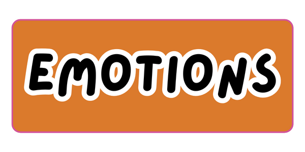 Orange and pink button reading "EMOTIONS"