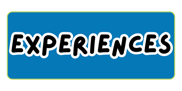 Blue and green button reading "experiences"