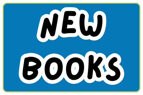 Blue and Green button that says New Books