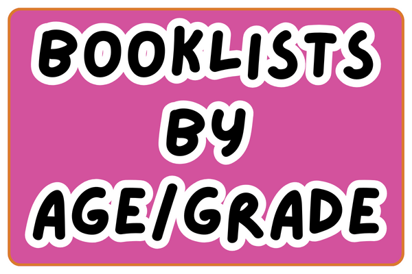Pink and orange button that reads Booklists by Age/Grade