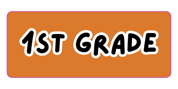 Orange and pink button reading 1st grade