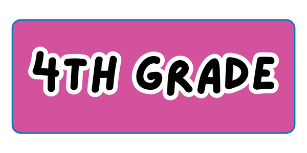 pink and blue button reading 4th grade