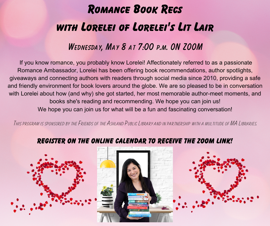 romance book recs with lorelei on zoom may 8 7pm