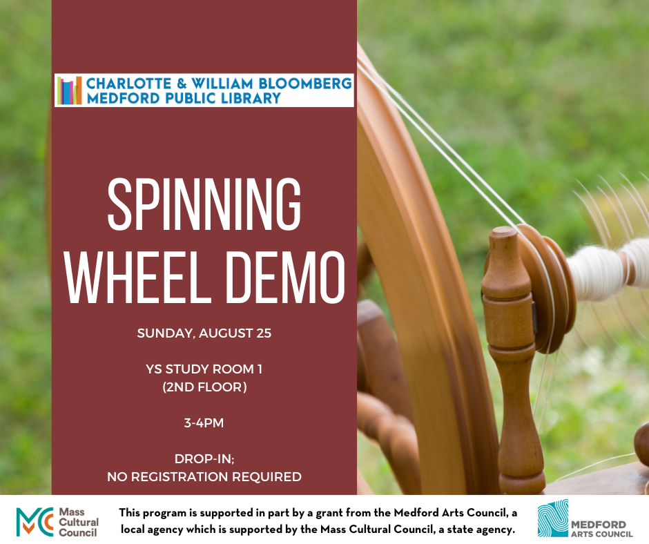 spinning wheel demo for adults 3-4 pm sunday august 25