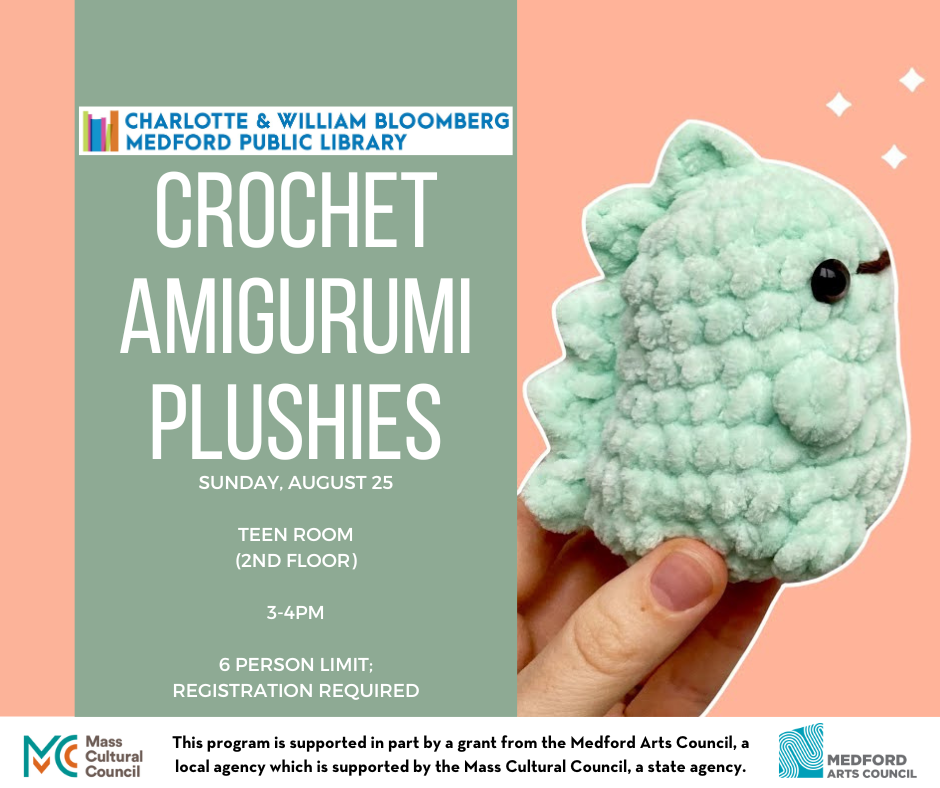 aimgurumi plushie crochet class 6 person limit 3-4pm august 25 call 781-395-7950 for help with class registration