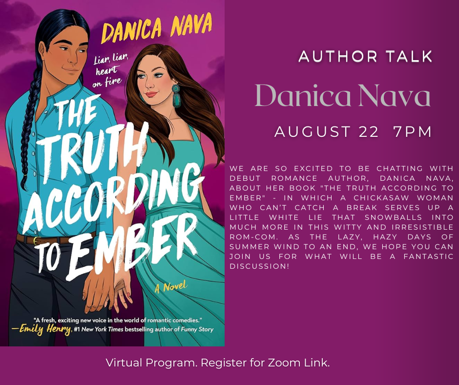 image of the cover of the book a truth according to ember. author talk event on 8/22 at 7pm. virtual. get zoom link by registering. or call 781-395-7950