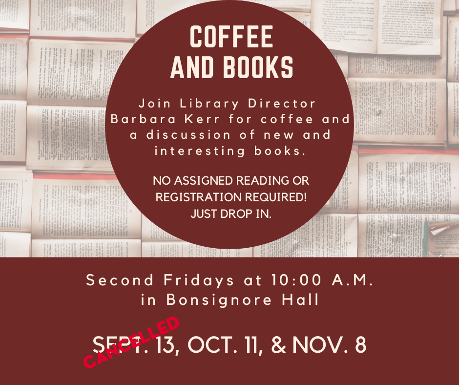 Coffee & Books for September 13th is cancelled.