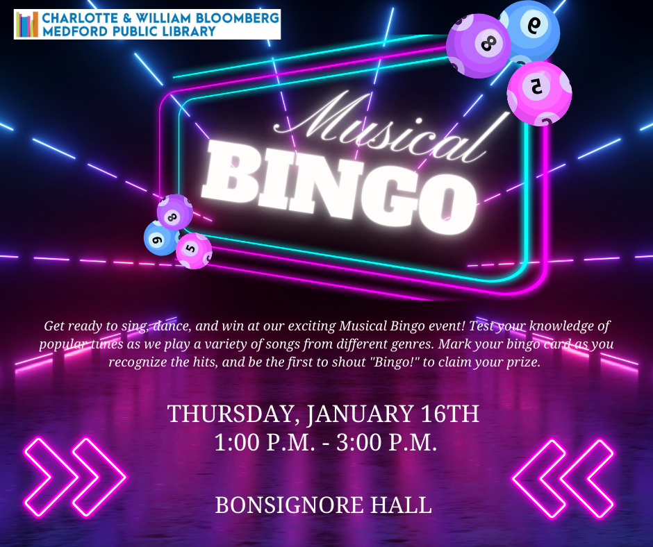 Get ready to sing, dance, and win at our exciting Musical Bingo event! Test your knowledge of popular tunes as we play a variety of songs from different genres. Mark your bingo card as you recognize the hits, and be the first to shout "Bingo!" to claim your prize.  Registration required, and opens December 1st. 