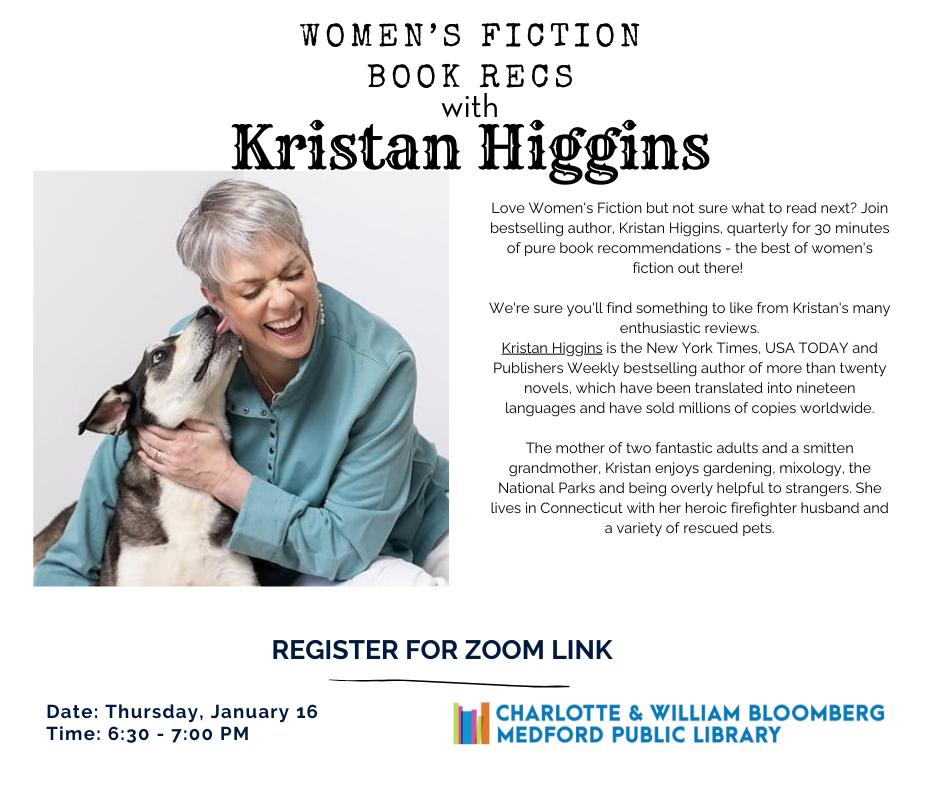 Love Women's Fiction but not sure what to read next? Join bestselling author, Kristan Higgins, quarterly for 30 minutes of pure book recommendations - the best of women's fiction out there! We're sure you'll find something to like from Kristan's many enthusiastic reviews. Kristan Higgins is the New York Times, USA TODAY and Publishers Weekly bestselling author of more than twenty novels, which have been translated into nineteen languages and have sold millions of copies worldwide. The mother of two fantastic adults and a smitten grandmother, Kristan enjoys gardening, mixology, the National Parks and being overly helpful to strangers. She lives in Connecticut with her heroic firefighter husband and a variety of rescued pets.