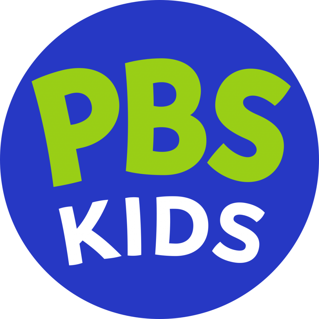 PBS Kids logo: a dark blue circle with the letters PBS in lime green and KIDS in white