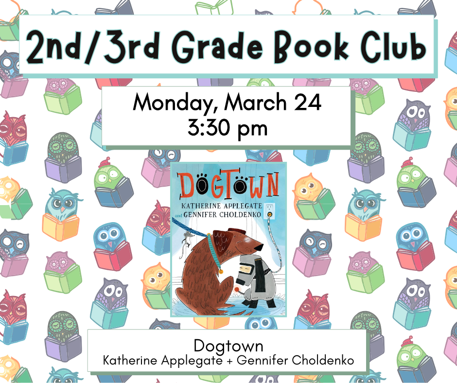 Flyer for March's 2nd/3rd grade book club