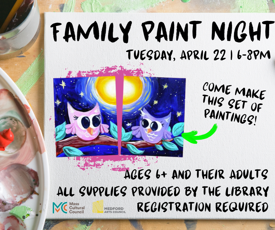 Flyer for Family Paint Night on April 22