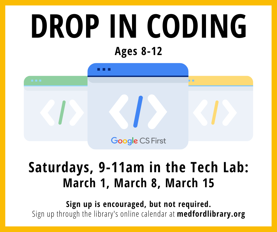 March Drop In Coding Flyer