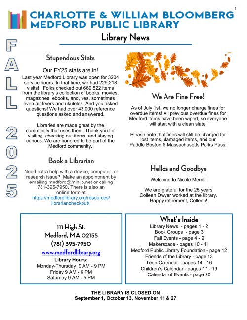 MPL Fall 2025 Newsletter, page 1